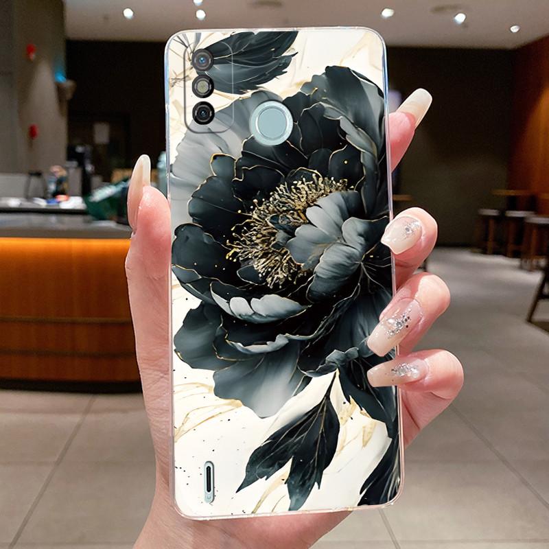 Чехол для Tecno Spark 6 Go Красивый чехол-бабочка с цветами Прозрачный мягкий силиконовый чехол для телефона Tecno Spark 6Go Задние крышки KE5j KE5k