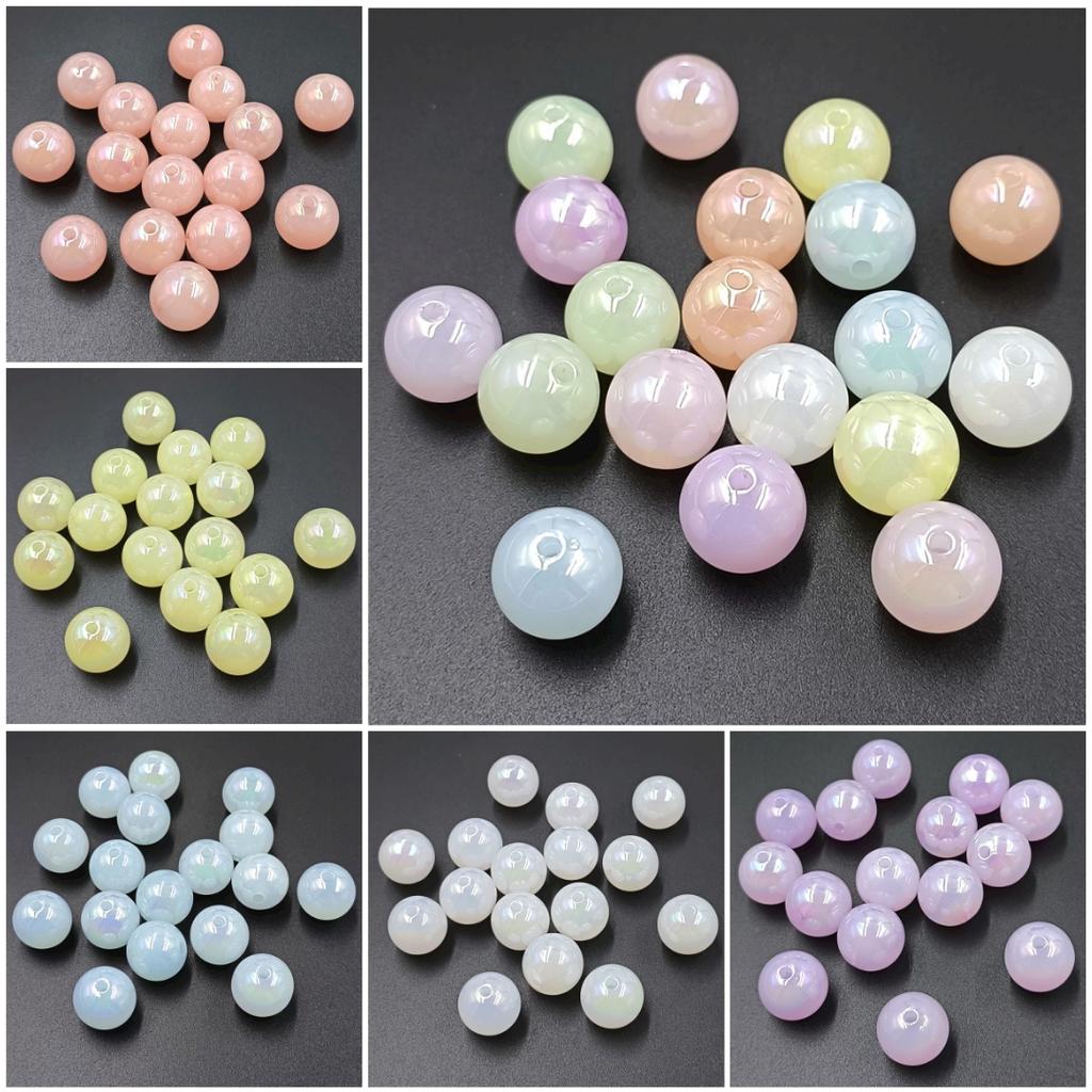 Beaded 10pcs Fashion for Bracelet Earring Making Material Acrylic 16mm Loose Beads DIY Jewelry Accessories Dazzle Color Jelly Color Round