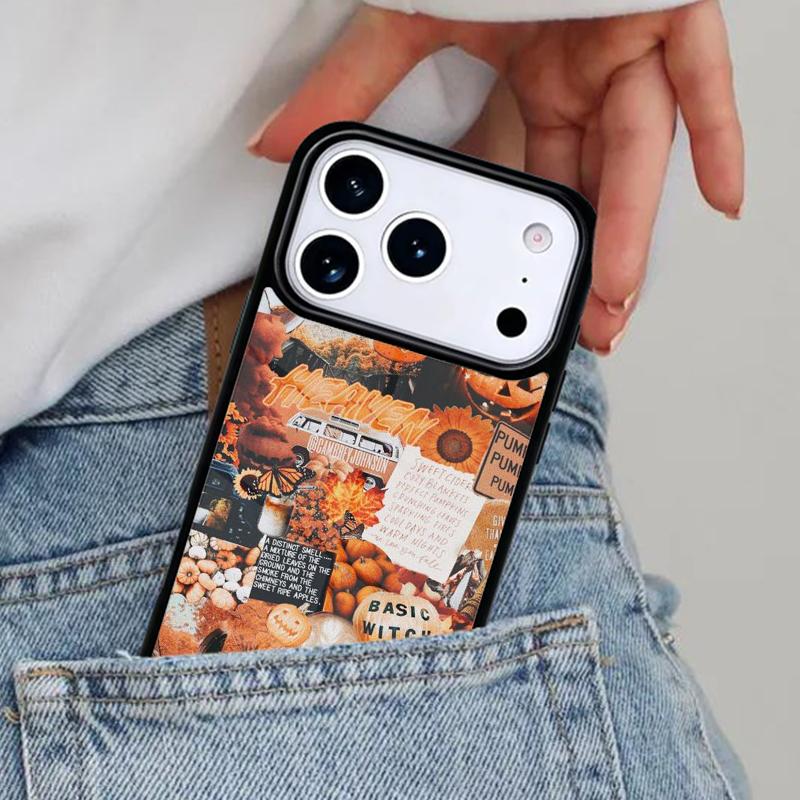 Осенние листья лиса тыква Хэллоуин Чехол для телефона для iPhone 16e 15 14 13 12 17 Pro Max Plus Air 17pro Чехол