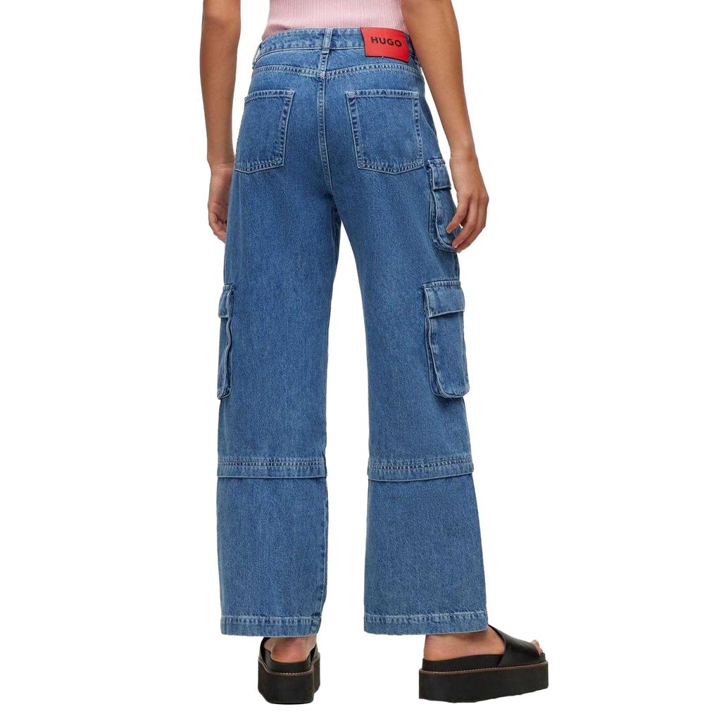 Hugo Женские Джинсы Gashia из Кожи с Нашивкой, Свободного Кроя