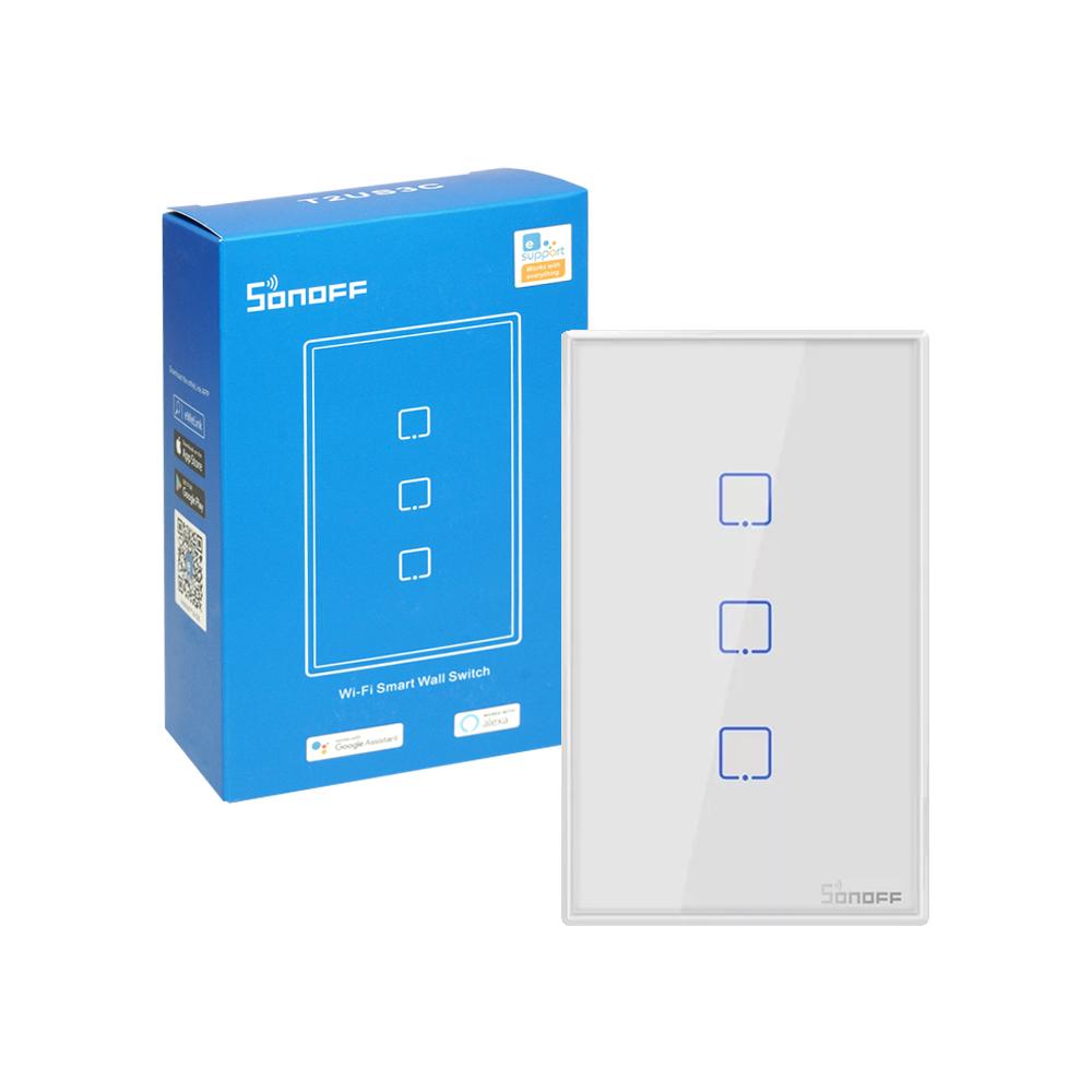 SONOFF T2US 3C Wifi/APP/RF Remote Control Touch 3Gang Touch Light Switch Smart Home Works With Alexa Google Home