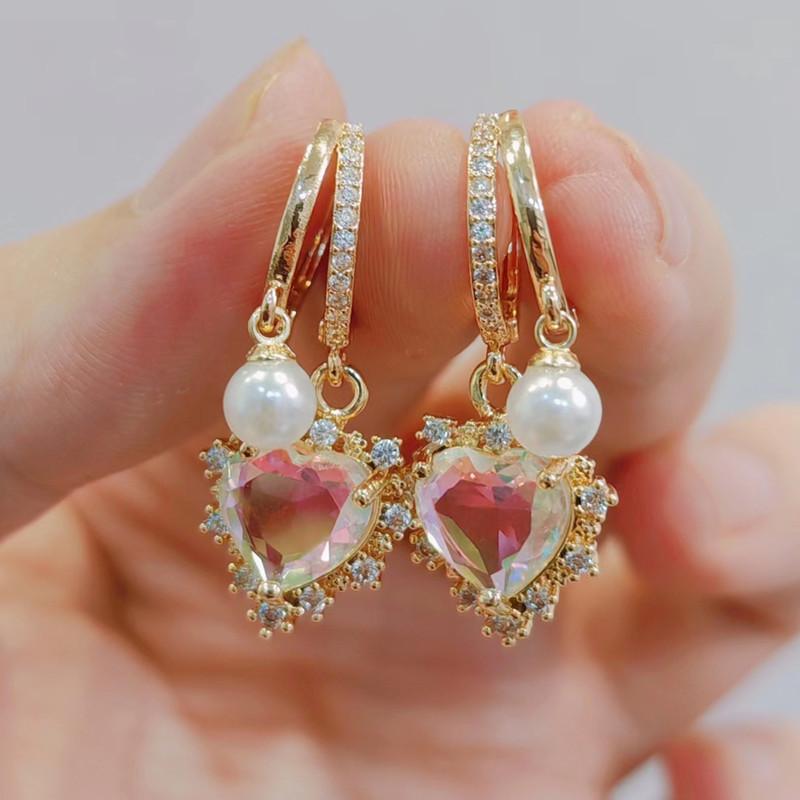 Серьги-капли в форме сердца для женщин, новинка 2023 года, модные красочные серьги с цирконием, роскошные свадебные, помолвочные и вечерние ювелирные аксессуары