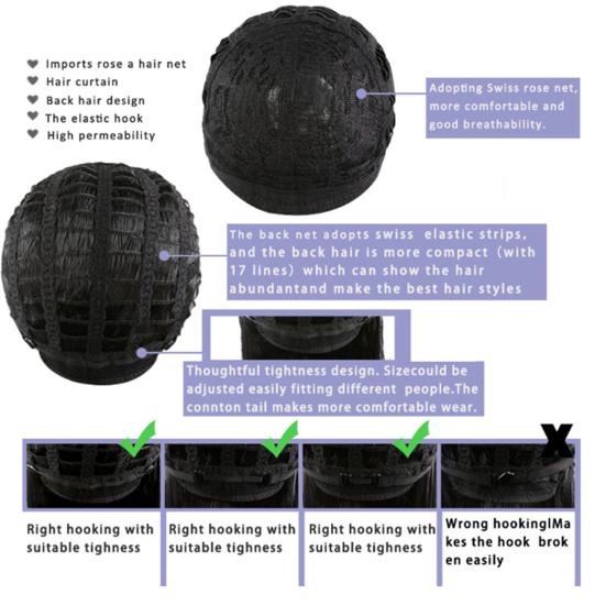 Women Ladies Wave Curly Hair Wig Hairpiece Net Party Brown Rose Banquet Headgear