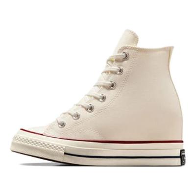 Chuck 70 Кроссовки женские на танкетке с высокой платформой Egret кремового цвета, черного и красного цвета A12562C