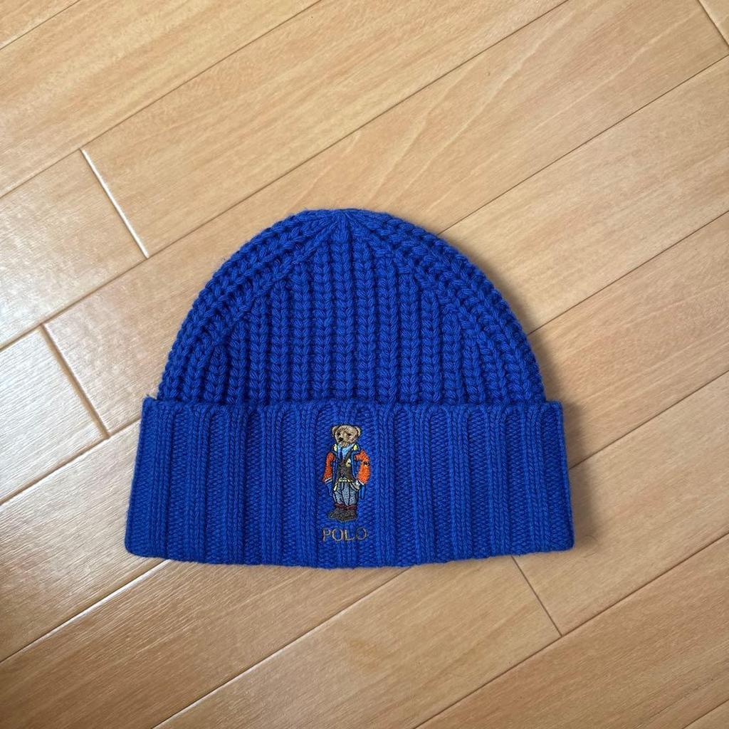 Б/у Хорошее состояние Шапка-бини с вышивкой Polo Bear от Polo Ralph Lauren Синяя