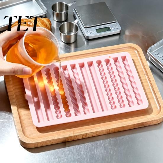 DIY Crafting Molds for Soap Silicone Twist Pretzel Mold, 12 Cavity Cake Chocolate Rod Candy Baking Tray, Compact Storage Kitchen Easy Release Ice Cube