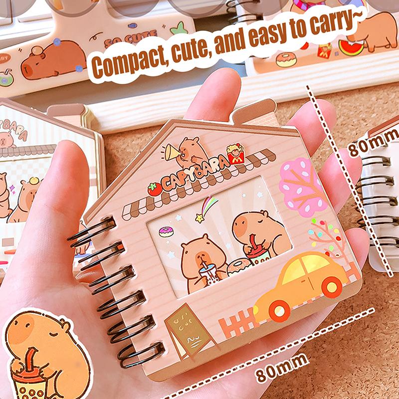 Creative Funny Capybara Hollow Coil Notebook Portable Mini Paper Memo Pad Diary Journal Book Students Stationery School Supplies