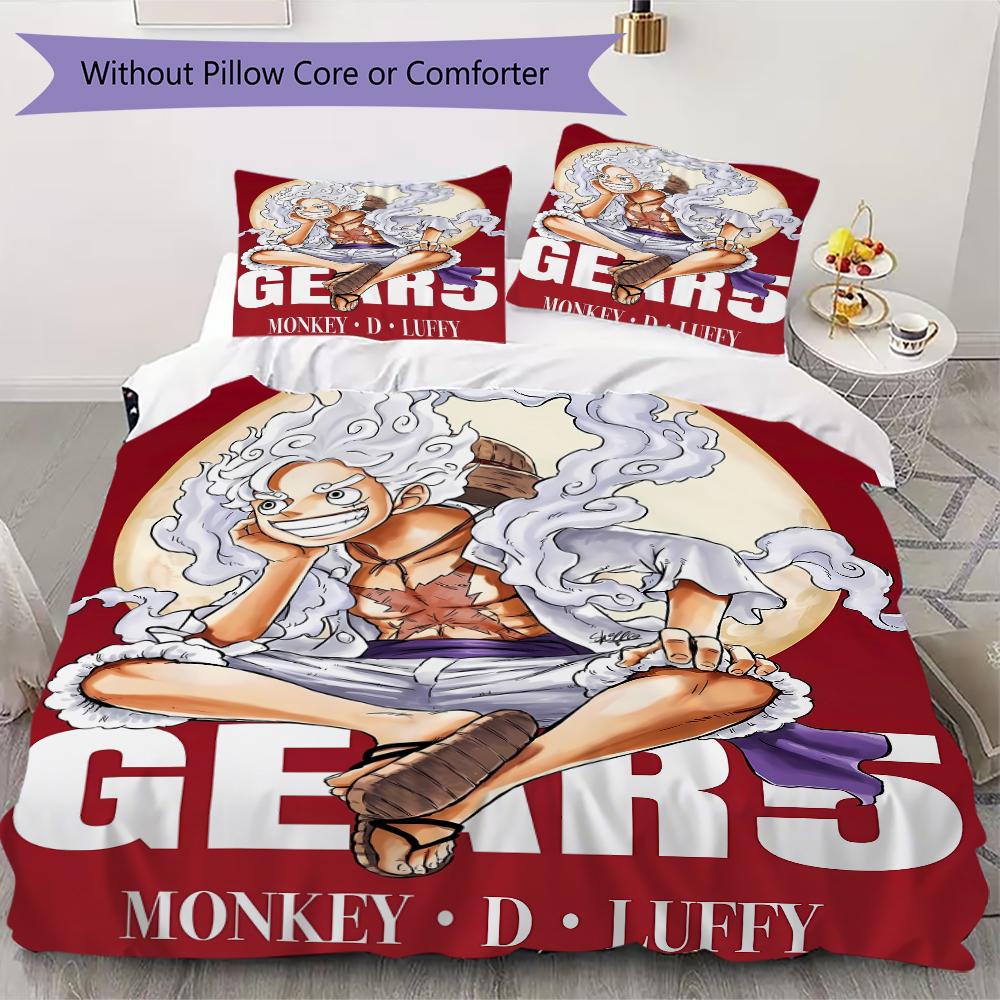 One Piece Pattern Bedding uilt Set uilt Cover Pillowcase Home Decoration Birthday Gift (1 * duvet cover + 2 * pillowcase without core)
