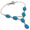 Blue Agate Gemstone 925 Sterling Silver Plated Good Necklace ERR-N15