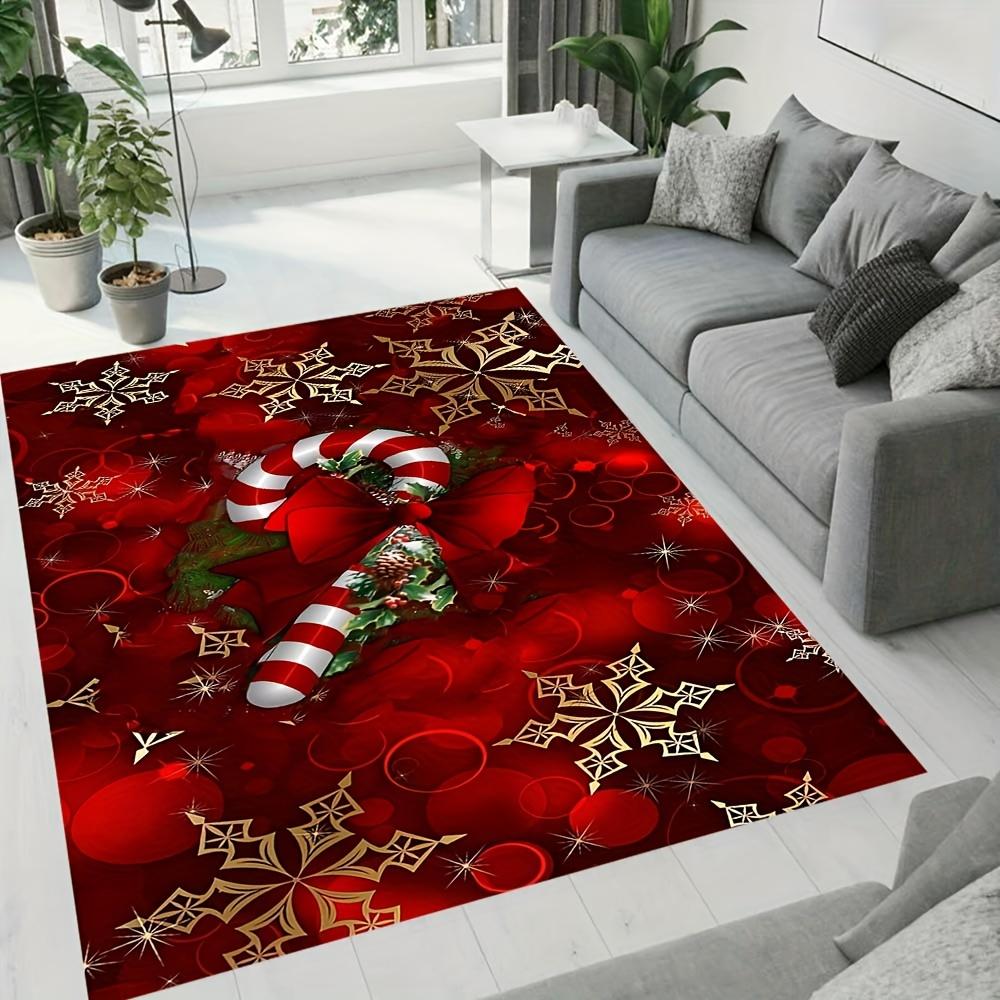Let It Snow Christmas Area Rug Merry Christmas Lettering Snowman Carpet for Living Room Indoor Entryway Lounge Hearth Mat