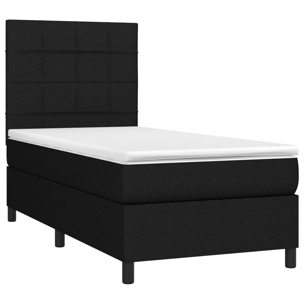 Box Spring Bed with Mattress Black 90 x 200 cm Fabric