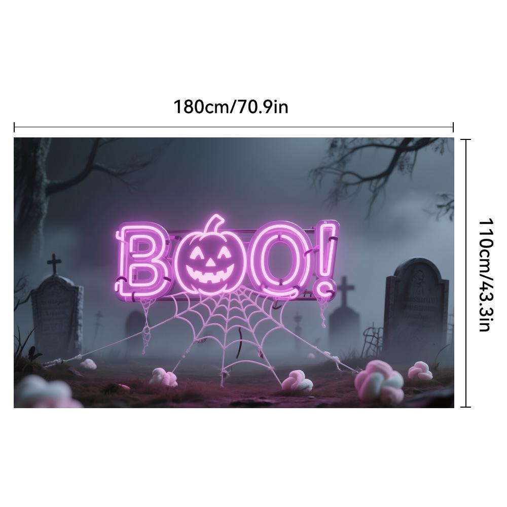 1pc Horro Halloween Party Backdrop Moon Skull Pumpkin Bats Banner for Halloween Theme Party Decoration Cemetery Photocall Props