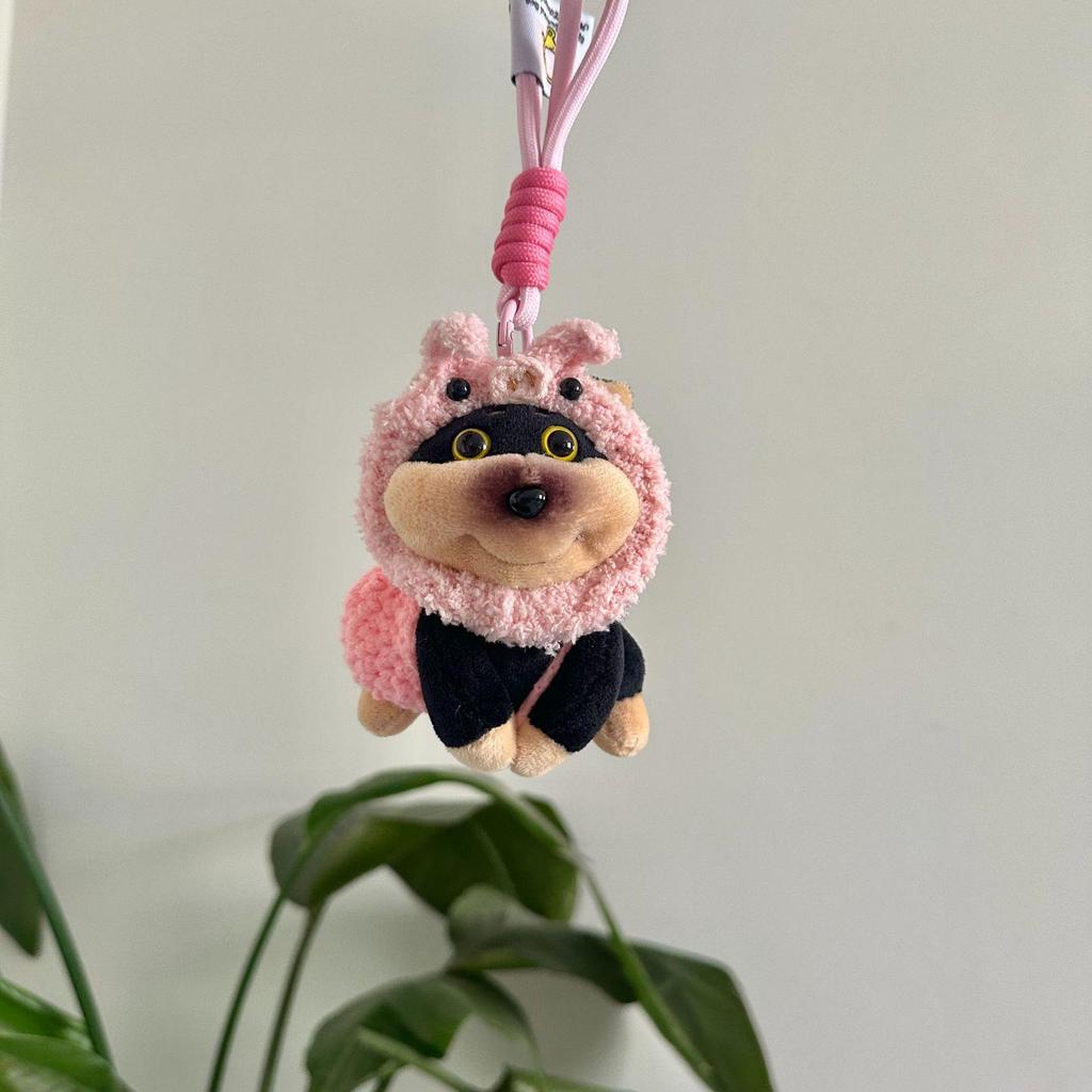 Adorable Bee Puppy Backpack Charm Keychain Plush Pendant for Women