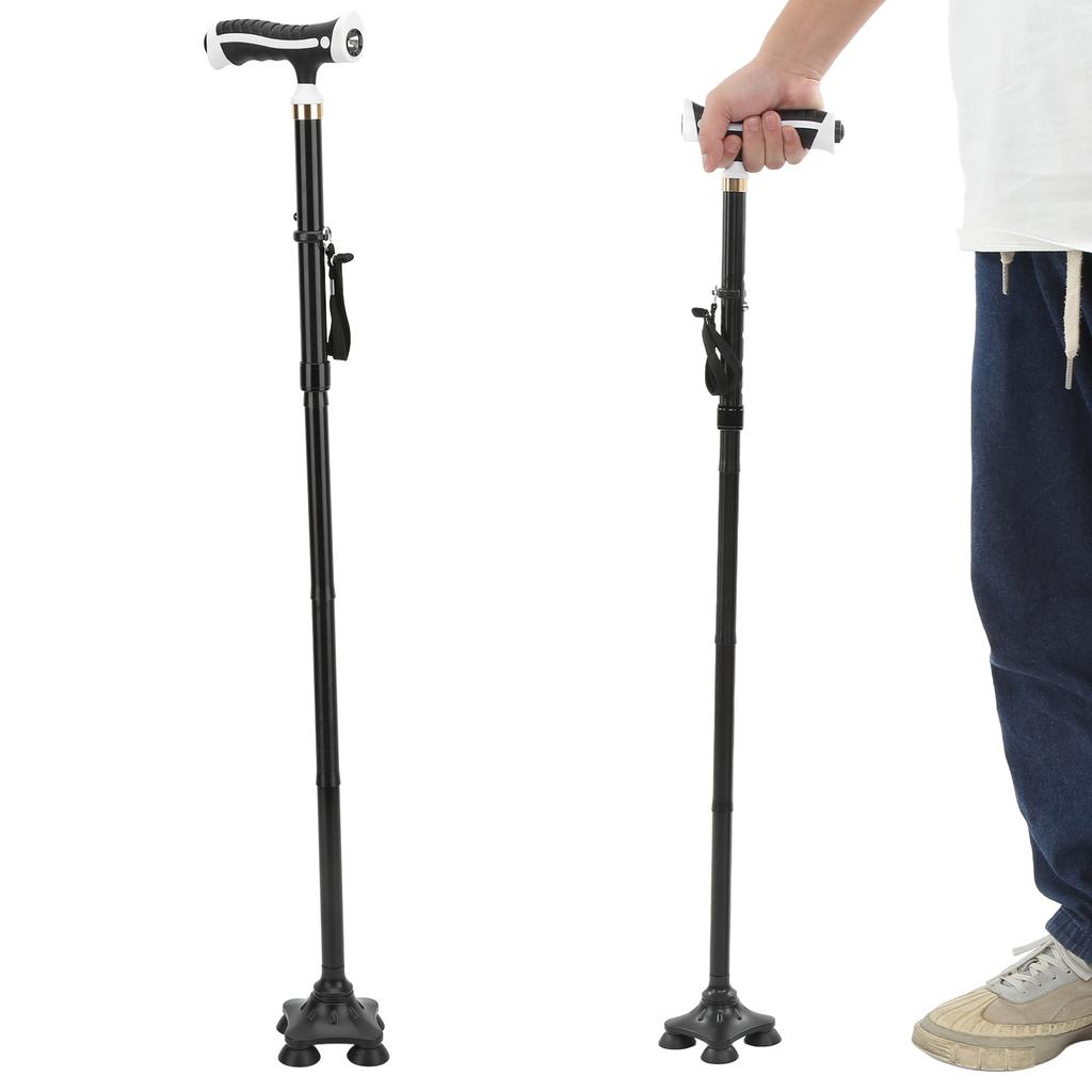 Нескользящая складная трость из алюминиевого сплава с LED-подсветкой, вращающееся основание с амортизацией 360 градусов