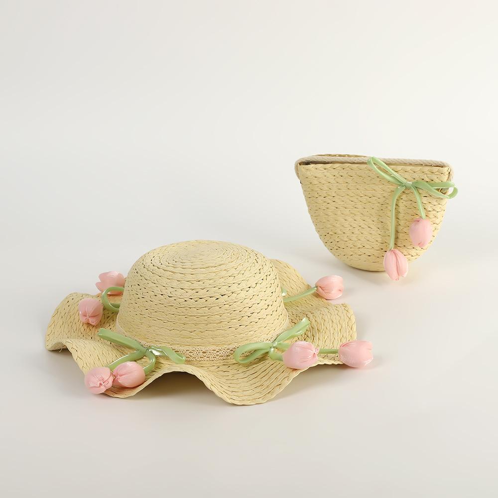 Summer Children's Sun Protection Beach Straw Hat Princess Girl's Vacation Woven Sun Hat