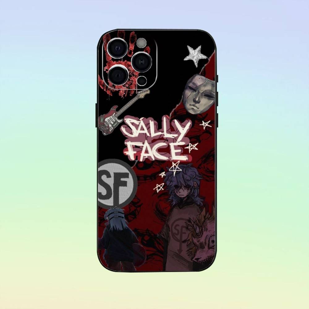 Мини ударопрочный мультяшный чехол для телефона S-Sally Face SF Для iPhone17,16,15,14,13,12,11 Plus,Pro Max Мягкий черный чехол