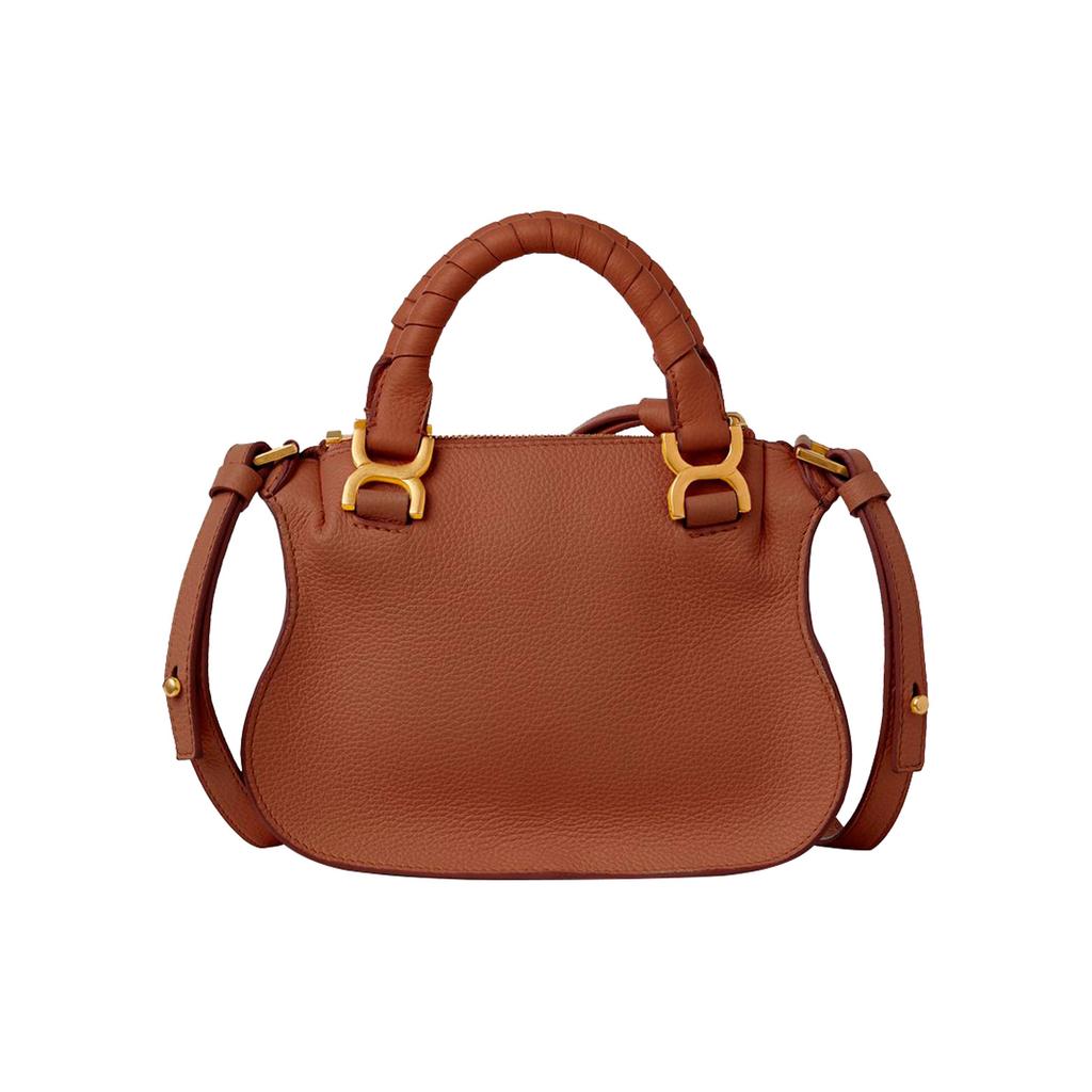 Chloe Marcie Solid Color Adjustable Detachable Shoulder Strap Grain Calfskin Mini Crossbody Handbag Women Handbags Brown CHC23-SS595I31-25M