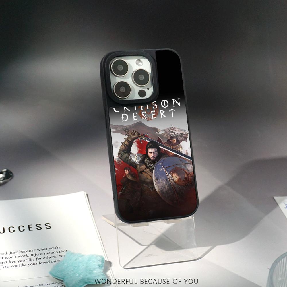 Crimson Desert hot game poster Phone Case for iPhone 17 16 e 15 14 13 12 Pro Max Sheepskin Silver-edged protective case