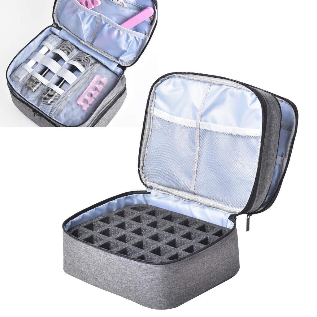 Сумка-органайзер двойного слоя для лака для ногтей и эфирных масел - Портативная, большой вместимости, ручная для хранения помады и многого другого
