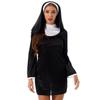 Женский костюм монахини для косплея, ролевая игра на Хэллоуин, карнавальный сценический наряд, платье с высоким воротником и расклешенными рукавами, платок