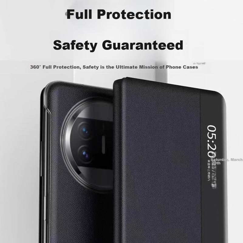 Huawei Mate X5 Phone Case, Mate X5 Foldable Screen Phone Leather Collector's Edition Stand Anti-Drop Case Front Cover Leather Case Classic Black