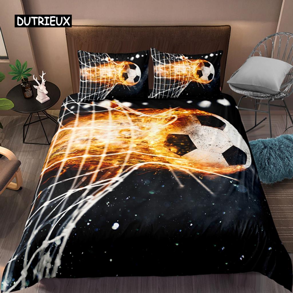 Футбольный комплект постельного белья с принтом наволочка пододеяльник футбольный пододеяльник домашний текстиль двуспальная кровать размера «king-size» для детей подростков мужчин