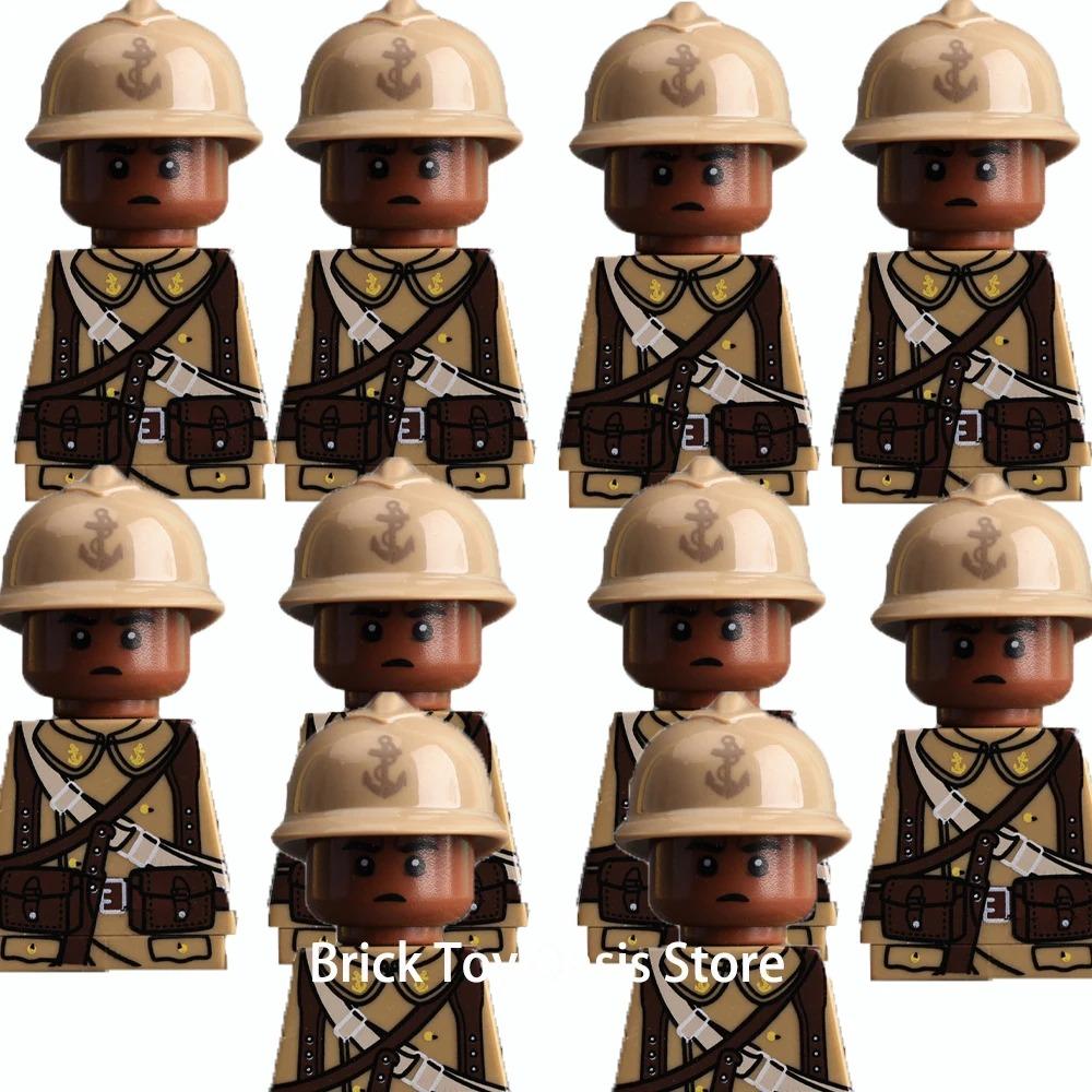 MOC WW2 Military War Weapon Soldier Accessories Building Blocks Roadblock Motorcycle Weapon Case Container Weapon Bag Brick Toy