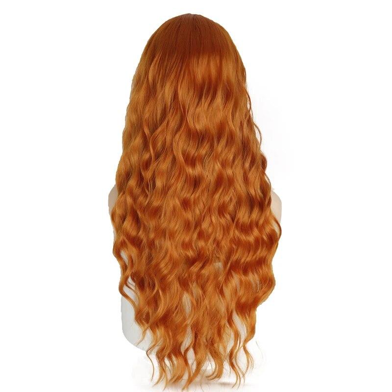Синтетический длинный оранжевый парик с золотыми медовыми волнами и яркими пятнами, парик для косплея, женский термостойкий средний парик