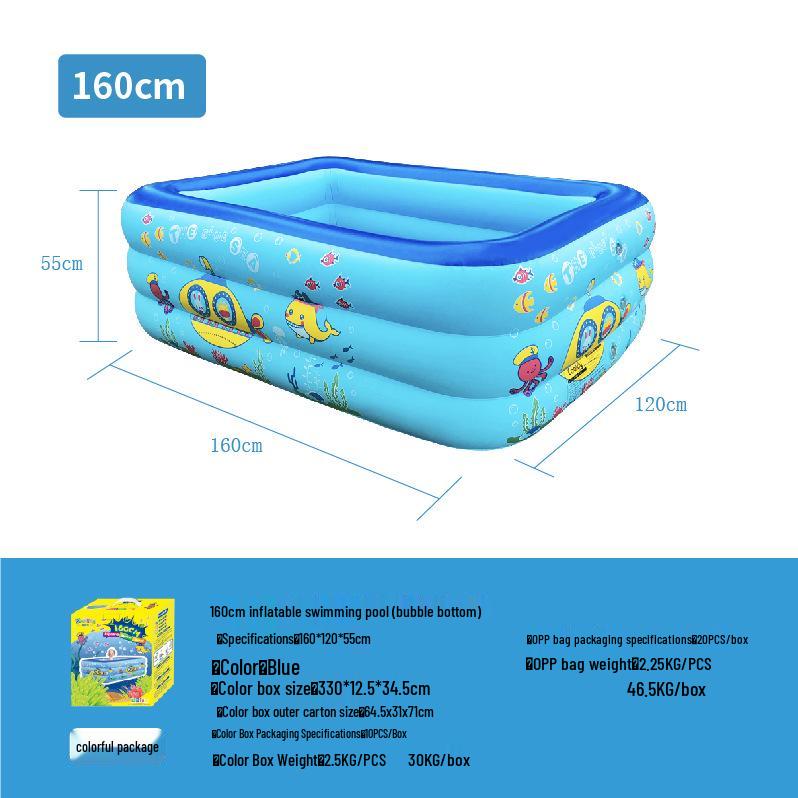 Large Foldable Inflatable Pool for Kids & Adults - Home & Outdoor Water Play
