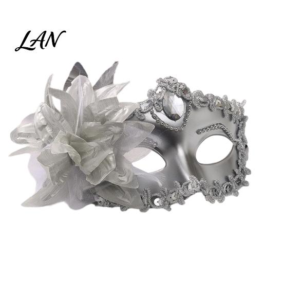 Mesh Flower Mask Half Face Masquerade for Women, Rhinestone Venetian Evening Party Mask, Costumes Accessory Halloween Carnival Prom Ball