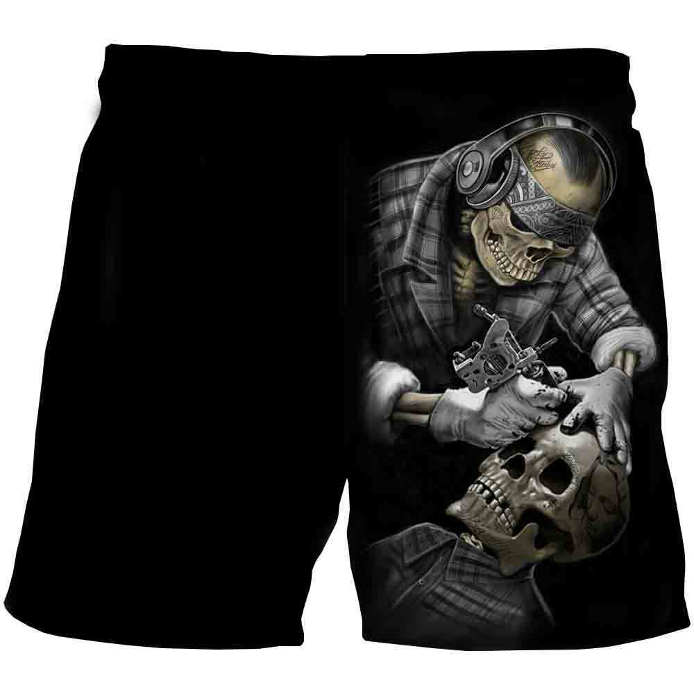 Мужские летние пляжные брюки из ткани Health Fabric Black Stretch Casual Ordinary с 3D-принтом, мужские брюки с рисунком черепа
