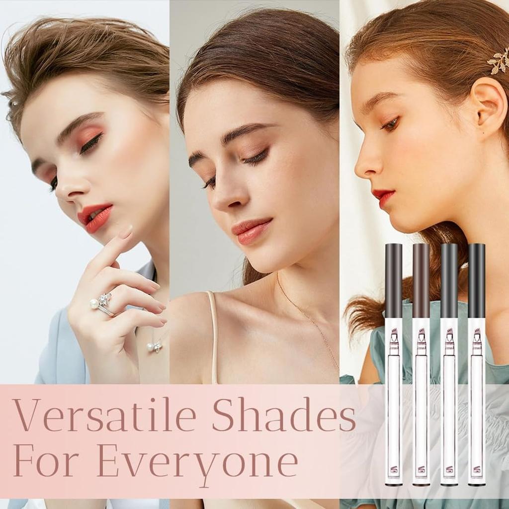 Batch of 4 waterproof 3D eyebrow pencils with 4 fork tips, Microblading Eyebrow Pencil with 4 tips Micro head, long-lasting natural makeup