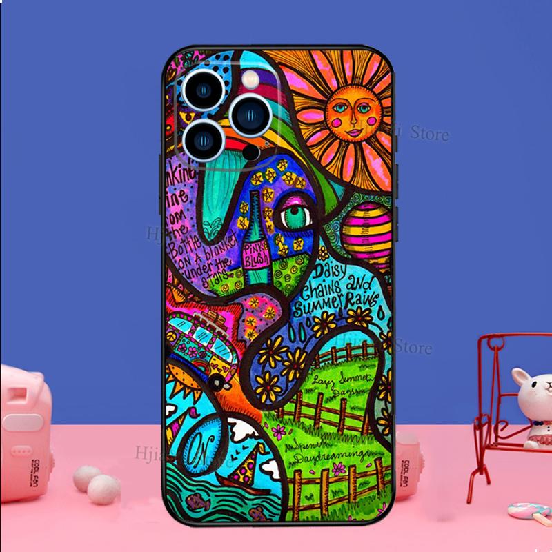 Хиппи Хиппи Психоделический Арт Чехол Для iPhone 16 15 13 11 14 Pro Max 12 Mini Plus XR X XS Max Силиконовый Чехол Для Телефона