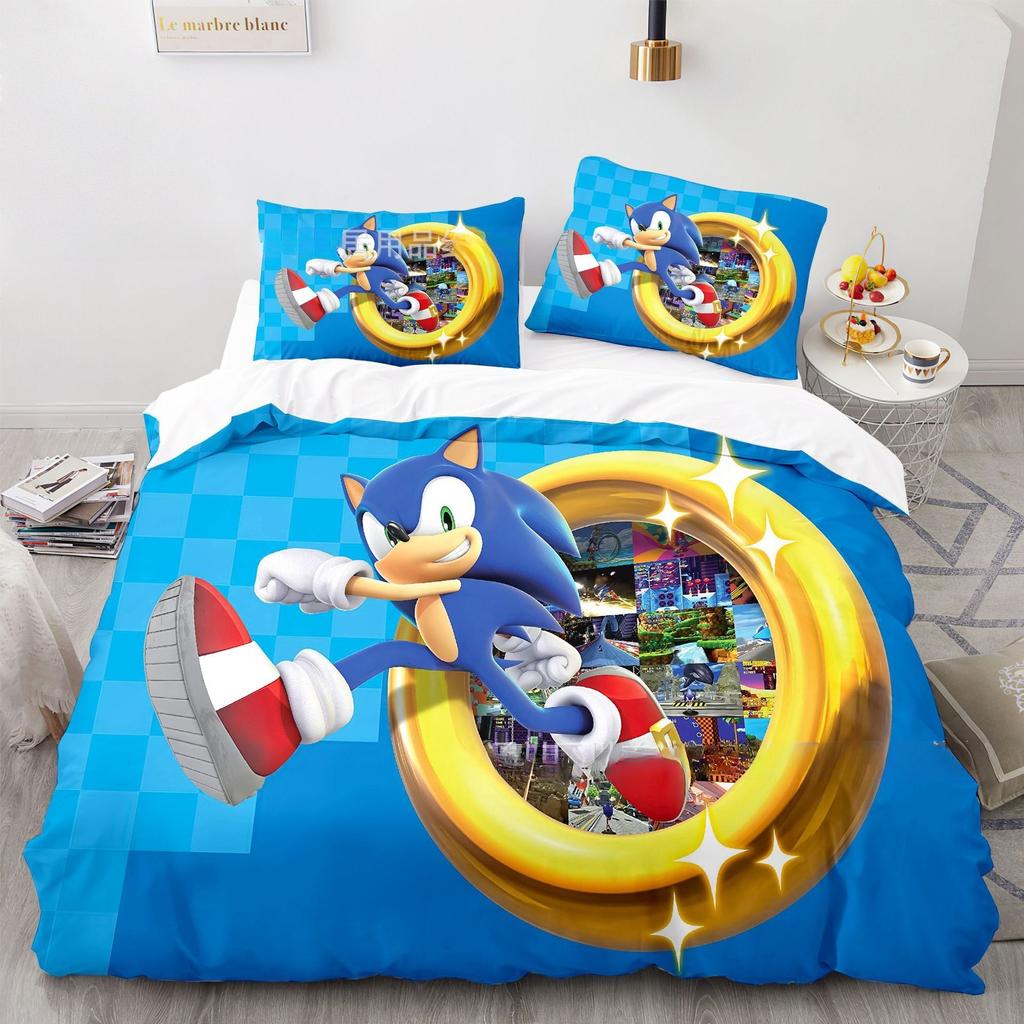 Duvet Cover Pillowcase Cartoon Movie H-Hedgehog S-SonicES 2/3 Piece Bedding Sets Twin Queen King Size Kids Adult 2/3piece set
