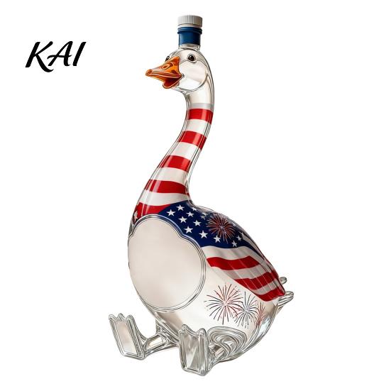 Art Collectible Decanter Goose Shaped Whiskey Decanter, 3D Animal Glass Bottle with Stopper, Barware Gift Novelty Wine Dispenser for Home Bar, Lovers