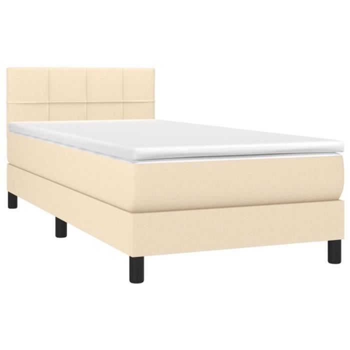 3140014 vidaXL Divan Bed with Mattress Cream 80x200 Cm Fabric