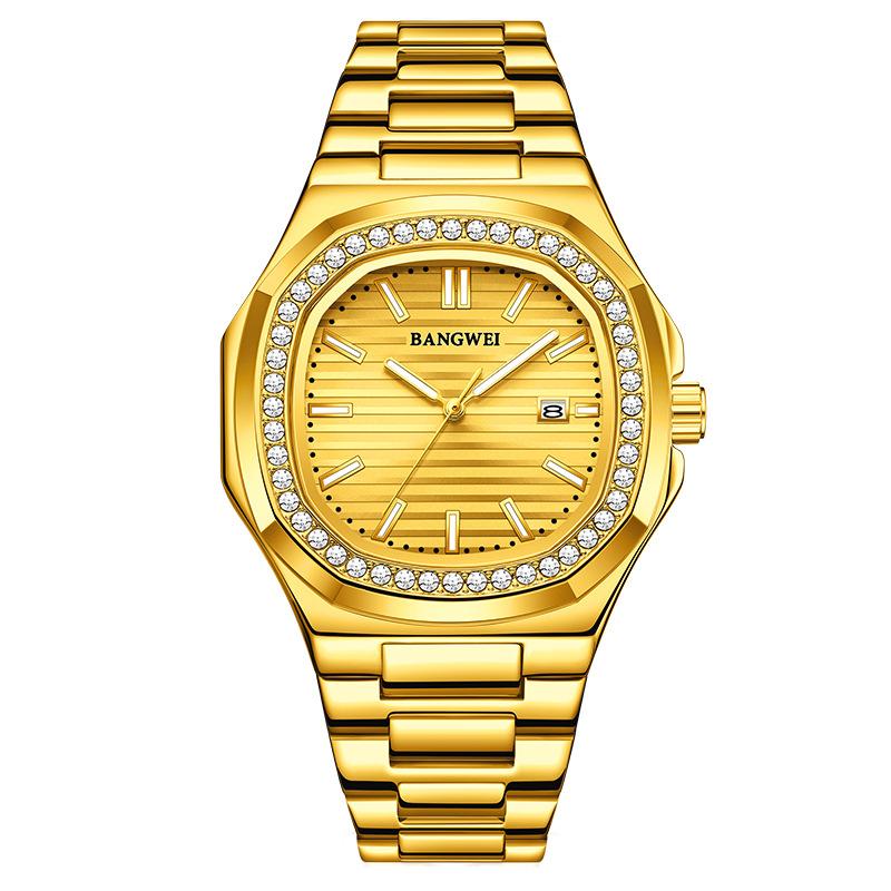 Мужские часы Бизнес Водонепроницаемые Светящиеся Дата Мужские Наручные часы Нержавеющая сталь Квадратный циферблат Кварцевые Мужские часы