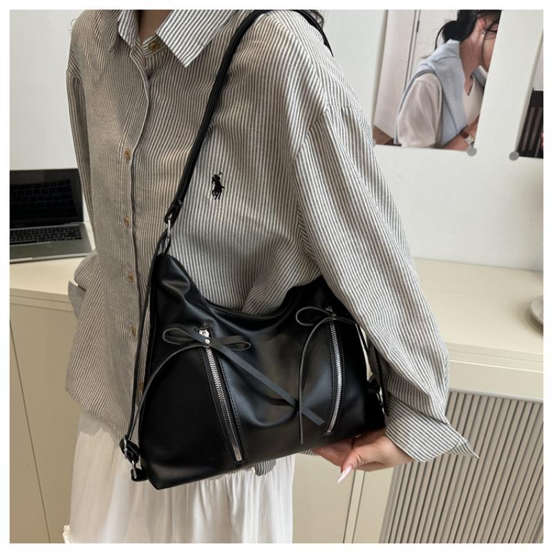 Retro Large Capacity Soft Leather Tote Bag With Knot Casual Double Shoulder Bag Trendy Sle Women'S Handbag