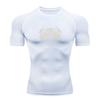 Men's Compression Athletic T-Shirt, Spiky Brutal Metal Text Print Quick Dry Breathable Workout Top for Gym Running Training Active Wear