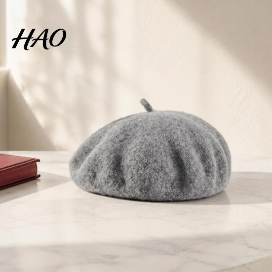 Soft Wool Blend Beret Women Hat, Elegant Classic Solid Color Winter Stylish Gift for Her Cap, Breathable Headwear Ladies Chic Vintage Style Cap