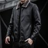 Men's Leather Jacket Plus Velvet Winter New Men's Pu Leather Jacket Lapel Middle-aged Men's Dad Wear Thickened