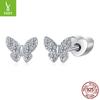 Delicate Butterfly Moissanite Stud Earrings For Women, Simple Mini S925 Silver Versatile Stud Earrings.