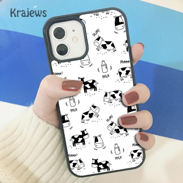 Krajews Животное Милый Мультяшный Корова Мягкий Чехол Для Телефона Обложка Для iPhone 17 Air 16 15 14 plus 11 12 13 pro max coque Fundas