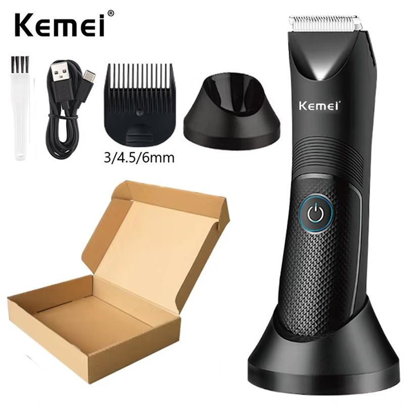 Kemei Groin Area Hair Trimmer Lawn Mower Ceramic Blade Waterproof Wet Dry Clippers Pubic Armpit Body Hair Ultimate Hygiene Razor