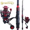 Комбинированная катушка для удочки 1,8 м 2,1 м, портативная дорожная телескопическая удочка из углеродного волокна, катушки 13 + 1BB