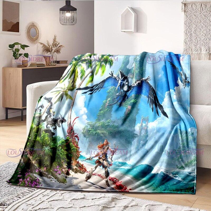 Одеяло для любителей геймеров Horizon Zero Dawn, игровое одеяло, флисовое одеяло, одеяло для взрослых и детей, покрывало для геймера, подарки