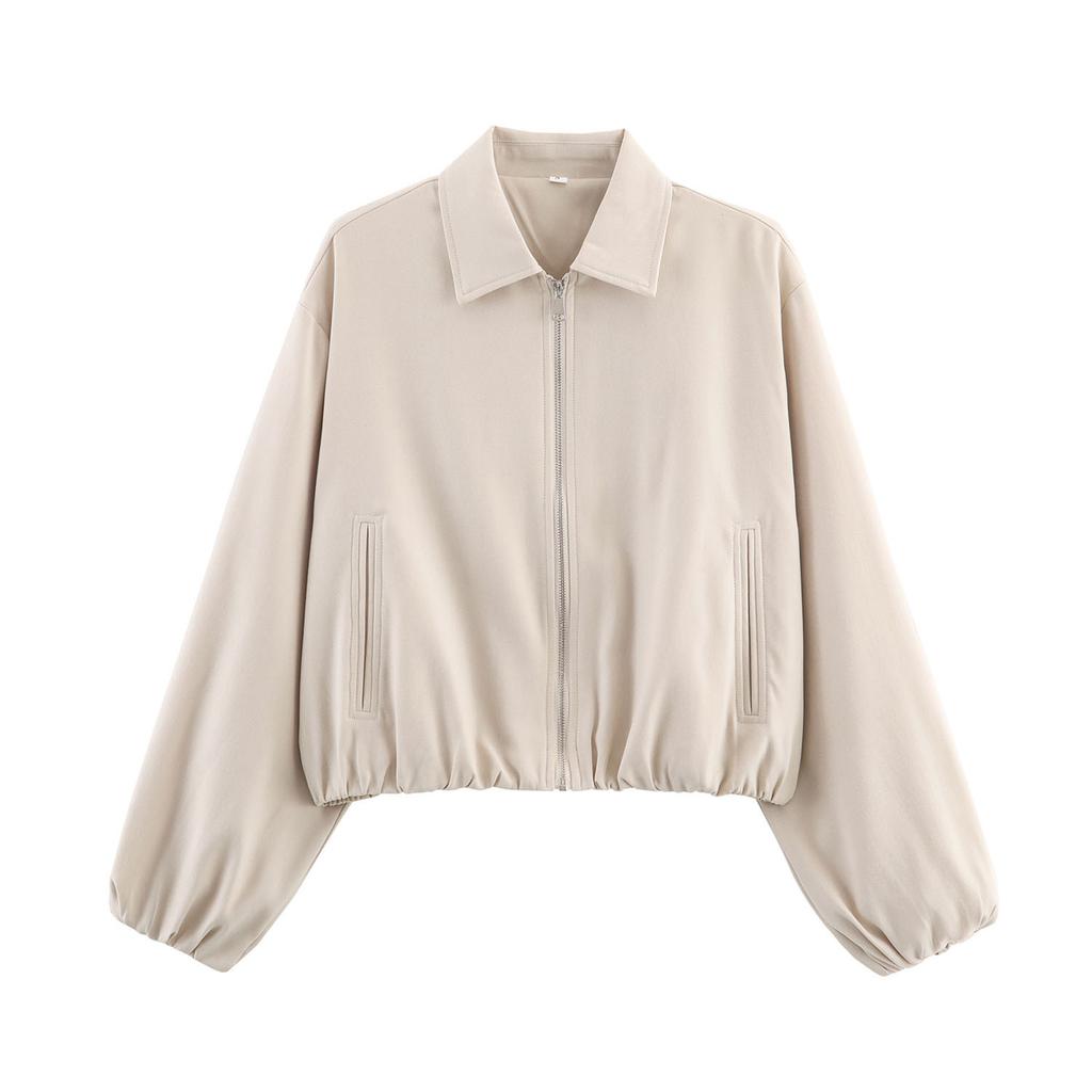  European and American style, new women's clothing, fashionable, casual and versatile 4-color fluffy zipper jacket