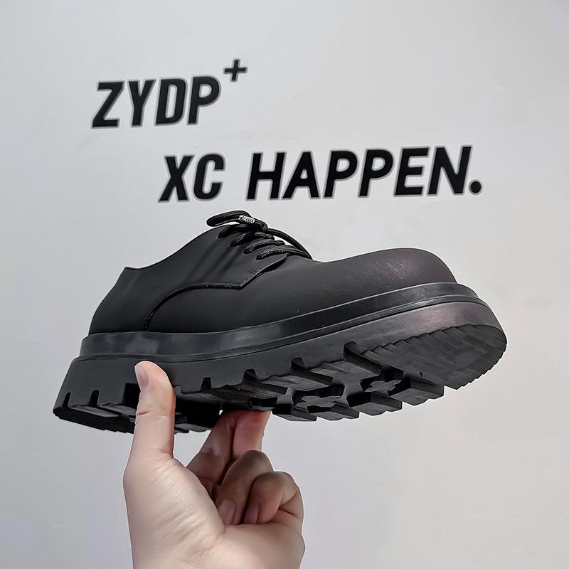 2024 Туфли дерби мужские низкие ботинки Martin в британском стиле с круглым носком и большим носком черные туфли на платформе 12112-A