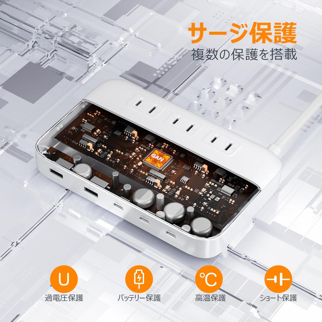Быстрое USB-зарядное устройство, Зарядная станция с USB-розетками 130 Вт, Зарядное устройство для мобильного телефона, Настольная розетка, Type-C, 3 розетки переменного тока, 3 порта Type-C, 2 порта Type-A, PD QC Совместим