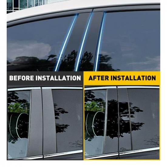 For Cadillac Escalade 2007-2014 Black B Pillar Posts Door Window Trim Cover Kit